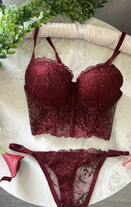 طقم داخلي دبل بوش باللون البرغندي والكواليتي🔥🥹